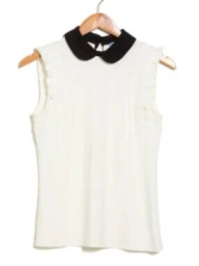 CeCe Ruffle Detail Collar Tank – Size S – NWT